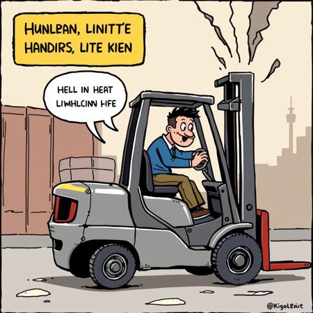 humor comic forklift truck accident
