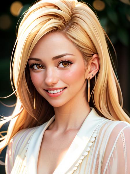 Realistic photo of a beautiful d3bb13g woman,1girl,solo,long hair,looking at viewer,smile,blonde hair,brown eyes,jewelry,earrings,teeth,grin,lips,portrait,realistic, soft lighting, professional Photography, Photorealistic, detailed, RAW, analog, sharp focus, 8k, HD, high quality, masterpiece<lora:d3bb13g:1.0>