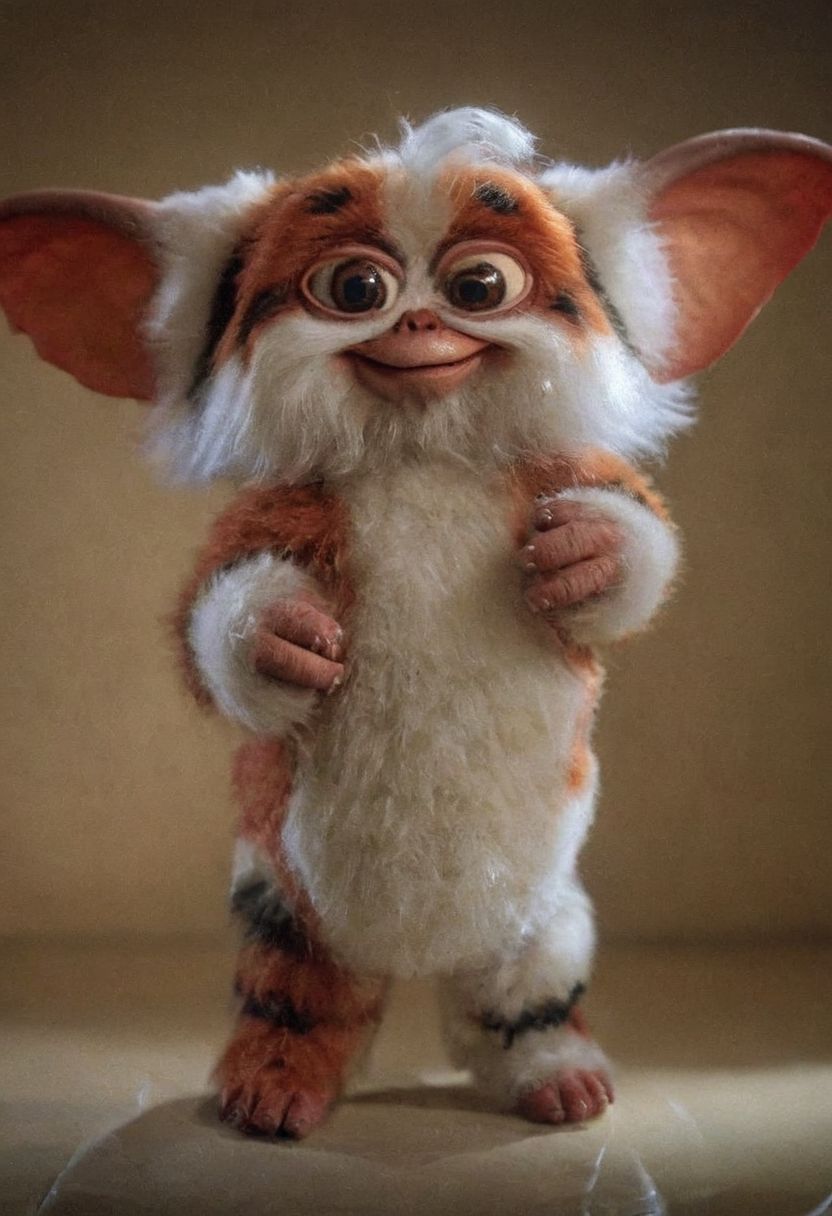 A Gremlin Daffy Mogwai of the movie Gremlins 2,  amazing quality, masterpiece, best quality, hyper detailed, ultra detailed, UHD, perfect anatomy, portrait, dof, hyper-realism, majestic, awesome, inspiring, - a fluffy cute (xdaffyx:1.0) ,  cinematic composition, soft shadows, national geographic style,