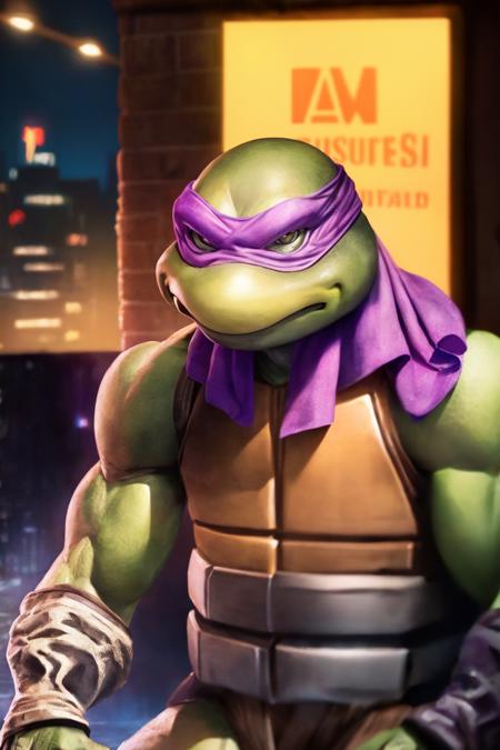 <lora:TMNTDonatello-11:0.9>(RAW photo, real life, absurdres, high quality, photorealistic, detailed, realistic:1.3), (solo:1.3), illustration, a high resolution photo of a TMNTDonatello, a teenage mutant ninja turtle with a purple bandana mask with eye-holes, on a city rooftop at night, city buildings and dark night sky in background, cinematic, atmospheric, 8k, realistic lighting, shot by Hassleblad H6D, Zeiss, Kodachrome, nikon, 50mm 1.2 lens, Octane Render, ultra realistic, realistic lighting, photorealistic, photorealism, photoreal, unreal engine 5, Adobe After FX, highly detailed, intricate detail