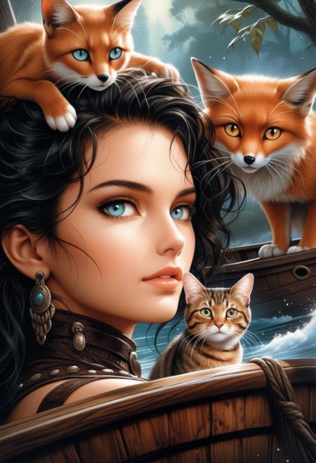 Art by Craola, 
Dorian Vallejo, 
Damian Lechoszest, 
Todd Lockwood.luis royo close-up portrait the girl and the man-fox Photorealistic, 
two parts in one art, 
double exposure, 
best quality, 
dark tales, 
worms eye view of street, 
Craola, 
Dan Mumford, 
Andy Kehoe, 
cat on the river in a boat, 
cute, 
adorable, 
vintage, 
digital painting, 
detailed illustration, 
cinematic, 
ultra highly detailed, 
tiny details, 
beautiful details, 
mystical, 
luminism, 
vibrant colors, 
complex background, 
very well lit, 
32k, 
Watercolor, 
trending on artstation, 
sharp focus, 
studio photo, 
intricate details, 
highly detailed, 
by greg rutkowski