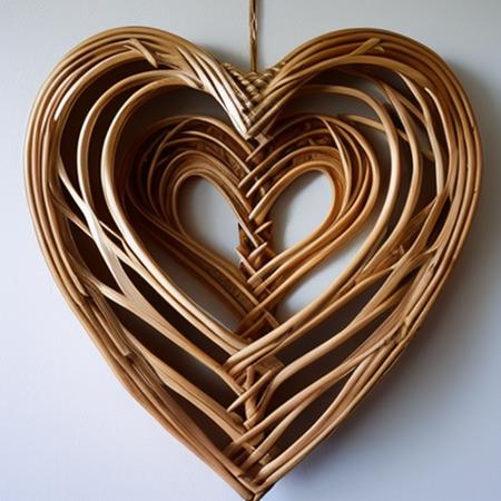 a heart made with traditional rattan