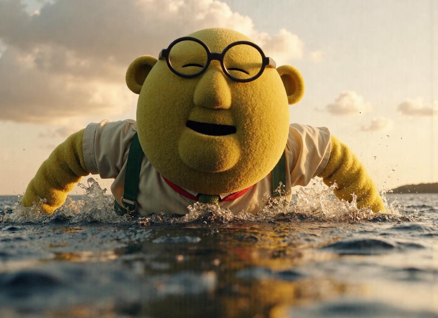 {    "T5": "A hyperrealistic scene shot from a low-angle perspective, capturing the electrifying moment of Bunsen-000001, with a resplendent, ecstatic expression, taking the polar bear plunge. Bunsen-000001's face is set aglow with unbridled joy, eyes shut, and mouth contorted into an uncontainable grin. Their festive costume, partially concealing a practical swimsuit beneath, is displayed proudly as they dash towards the frozen shoreline. The icy waters, speckled with jagged ice shards, await their spirited descent, while the surrounding air is alive with suspended droplets, refracting the faint sunlight. Extreme attention has been devoted to intricately rendering Bunsen-000001's synthetic skin, imbuing it with life-like undertones and varying nuances, with gentle creases and striations lending an air of authentic animation. Hair modeled meticulously to mirror its complex, organic counterpart, in motion as if kissed by the biting wind, which carries whispers of an exuberant scene unfolding. Fine details such as eyelashes and a hint of moisture clinging to Bunsen-000001's synthetic irises are similarly replicated, resulting in a detailed, uncannily lifelike portrait, bordering on photorealism",    "CLIP-L": "Hyperrealistic, candid, portrait photography, synthetic character, joyful expression, polar bear plunge, icy shoreline, festive costume, swimsuit, low-angle perspective, atmospheric lighting, photorealistic details, advanced character model" }