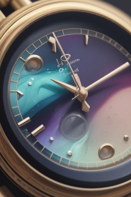 lazypos,aesthetic,extremely aesthetic,masterpiece,flowing,pool of liquid,overflowing,made of l1qu1dp34rl,metal,pearl,liquid pearl,pearlescent,pastel colors,rainbow,watch,no human,pocket watch,watch face,clock face,close up,macro photography,macro photo,liquid,filled,filled with liquid,liquid pouring from watch,oozing,<lora:liquidpearlXL_r1:1>,