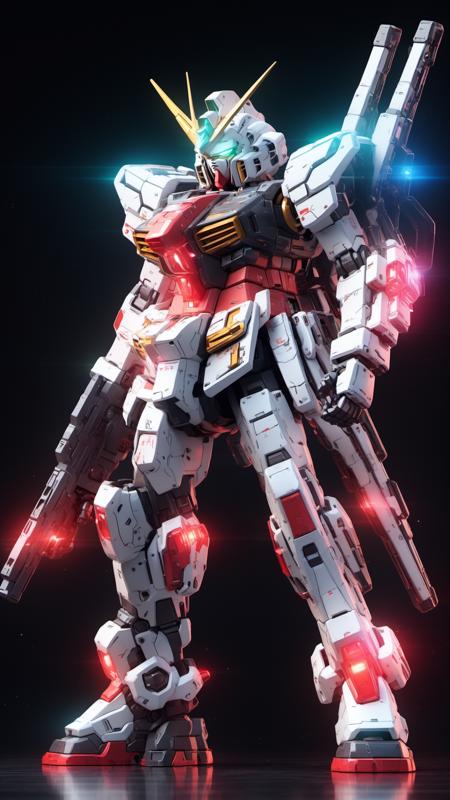 BJ_Gundam_SDXL,solo,holding,weapon,holding_weapon,gun,no_humans,glowing,robot,holding_gun,mecha,glowing_eyes,science_fiction,v-fin,energy_gun,mobile_suit,beam_rifle,
3d model,8k,intricate,highly detailed,masterpiece,sidelighting,hdr,high definition,<lora:SDXL_Gundam_v2:0.7>,