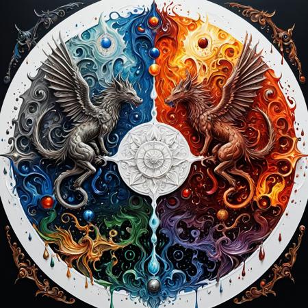Finely detailed vector illustration, heaven and hell, ultra realistic quality,circle symbols,white background, oil painting, hyperdetailed, intricately detailed,  triadic colors,fantastical,intricate detail,splash screen,complementary colors, fantasy concept art, 8k resolution, masterpiece,oil painting,heavy strokes,paint dripping.
