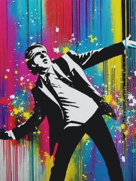 <lyco:MartinWhatson:1.0> Life is Beautiful,Mr Brainwash, Banksy style, Modern Graffiti,