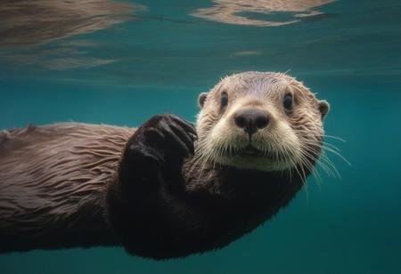 sea otter, underwater view