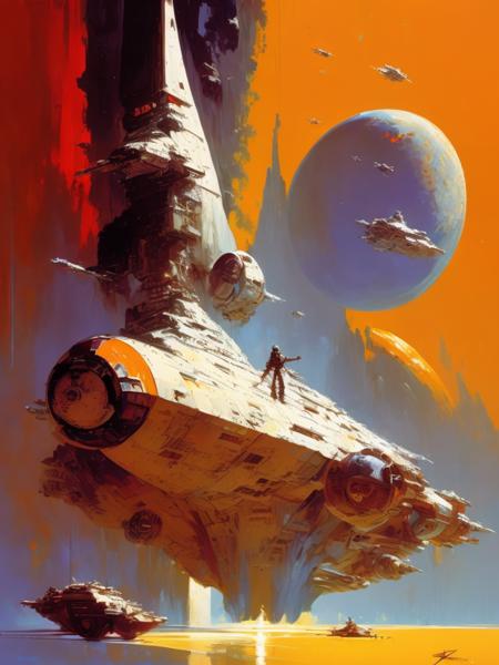 <lora:JohnBerkey:1>by John Berkey John Berkey oil painting Star Wars movie poster