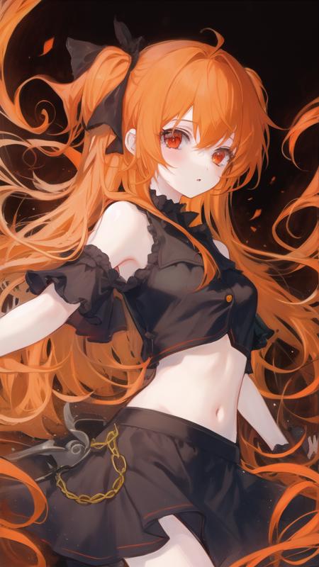 1girl, orange hair, red eyes, (solo:1.3),  <lora:MatchaStyleV1:1>