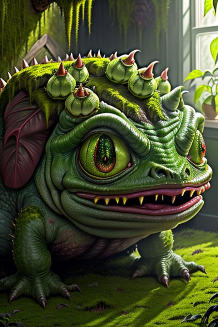 <lora:swampstyle:0.9>  (swampstyle monster:1.0)  bulbasaur pokemon, horror , close up , in a house ,  (8k uhd) RAW proffesional photograph,  (photorealistic:1.4), high resolution, detailed, raw photo,  sharp details,  rich colors, hyper realistic, lifelike texture, dramatic lighting, trending on artstation