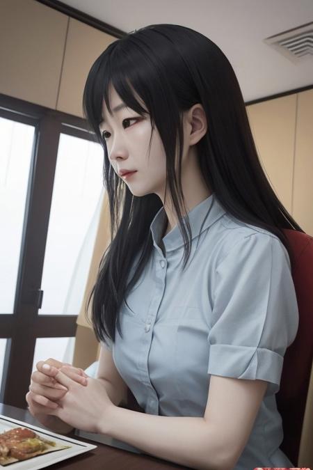 一张由岩浆﷿聚而成的巨型天使，长相抽象，俊美帅气五官、健壮，肌肉，身上和翅膀环绕火焰，低下头，眼睛往下看，俯视着下面，背景雾茫茫的海面，恐怖，梦幻，震撼，电影，超现实