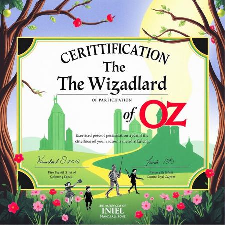 certificate of participation on the topic The Wizard of Oz