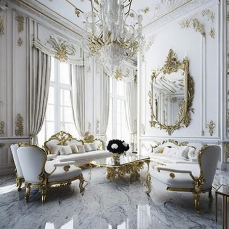 <lyco:baroque_interior_design:1.0> baroque interior design, white and gold