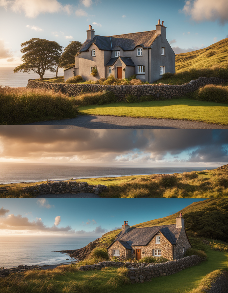 a beautiful cottage, scotland coastal village, (sharp focus:1.2), extremely detailed, (photorealistic:1.4), (RAW image, 8k...