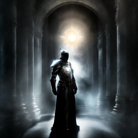 photo, an ascendent knight standing in dark corridor with black sun in night sky behind (AscendentRedux style:1)  <lora:djzAscendentRedux:0.8>