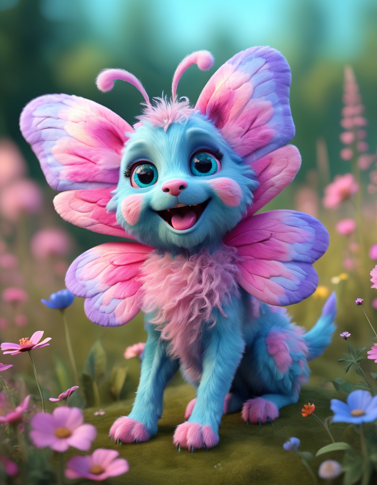 fantastical,  intricate,  vibrant 3D octane render of a playful and adorable creature with soft,  plushy fur in various sh...
