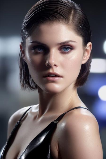 (face closeup:1.0) photo of (CR-AlexandraD4ddario-v11-jjonahjameson:0.95) as a (young:1.0) woman, (oiled shiny skin:1.0), (slick undercut hair:1.2),
(8k uhd:1.0), (best quality:1.0), (masterpiece:1.0), (sharp focus:1.0), grey background,