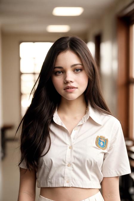 RAW photo, <lora:India Eisley:0.9>,India Eisley,school_uniform,., 8k uhd, dslr, soft lighting, high quality, film grain, Fujifilm XT3