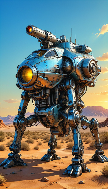 (cel-shading:2)+, (in ARTIST style:1.6), (masterpiece:1.7),  night, glow neon,
hyperrealism, glossy, shinny, clear image, accurate picture, clear picture, precise image, focused image, Science fiction style, Science fiction,
(no humans, robot, mecha, science fiction, sky, cloud, non-humanoid robot, day, desert, outdoors, cannon, blue sky, Walking vehicle, car)
night, glow neon,
(masterpiece:1.8), (highest detailed:1.8), perfectly lighted, (contrast), (saturated), (((sharp focus))),
(hyperdetailed:1.3), (intricate details:1.2), (Refined details:1.3), (best quality:1.5), highly detailed textures, vibrant colors,
(ultra sharp focus:1.8), (detailed texture:1.8), (detailed edges:1.8), (thin lines:1.8), (best quality:1.8),
<lora:Apparatus_-_Traction_City_Walkers_Vehicles:0.8>,