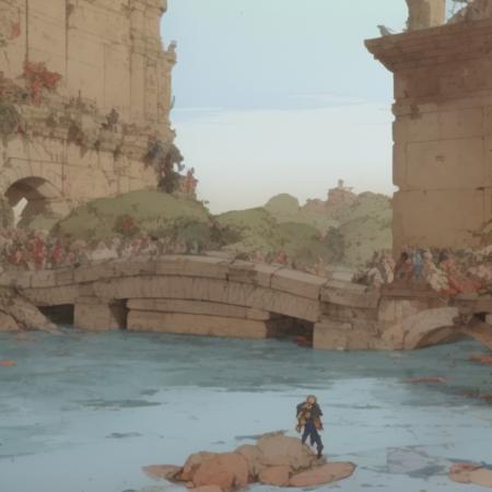 a beautiful roman bridge, art by (akira3:1),