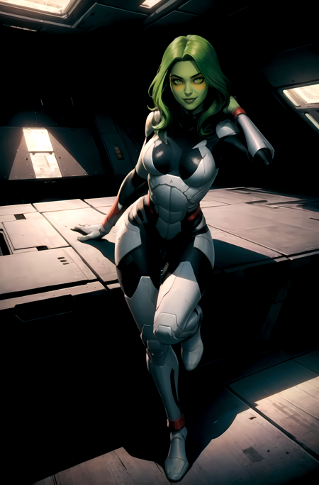 Gamora armor bodysuit yellow makeup