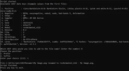 EXIF Renamer - Batch rename your gens based on metadata