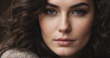 massive wavy brunette hair, (melancholic),((daydreaming)),smirking, unkempt, (wide cheekbones), ((wide mouth)), ((round face)), (professional magazine cover photo), (skin moles), (skin pores), (ecstasy), (arousement),(), (),(cinematic), bokeh, 32 years old sturdy semetic woman, sitting in cozy romantic old itallian caffee, dark primed wall, strong eyebrows, wide cheekbones, black eyes, cozy open pullover, cleavage ,open lips ,