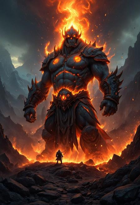 colorful, creepy drawing, simple illustration, childlike illustration. creepy, scary
A hyper-realistic 8K photograph of Ragnaros from World of Warcraft, captured in vivid colors. Ragnaros stands towering amidst a volcanic landscape, molten lava flowing around him. His body is formed from blazing fire and molten rock, with intricate glowing cracks and fiery embers swirling around. The background features erupting volcanoes, ash and smoke in the air, and dramatic lighting that highlights the intensity of the scene. Every detail of Ragnaros’s armor is visible, with heat distortion and sparks enhancing the realism. The colors are highly saturated and vivid, emphasizing the fiery and chaotic