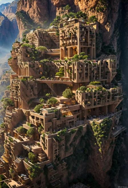 (The colonial city of the future, in the mist-filled Grand Canyon, on an unknown Earth-like planet, 2 moon on sky, Spaceship flight connects colonies, waterfulls:1.3), (Machu Picchu, a mountain settlement, incredibly spectacular:1.2), (Mario Botta:1.3), (avant-garde, future, reality, science fiction, photorealistic), (modern architecture:1.2), 
(Large Files, Ultra Realistic, 8K, 16k, FHD, HD, VFX, Perfect, Photography, composition, Architecture Sales Photography, Architecture Competition, Ultra High Resolution, Cinematography, High Resolution Image:1.1), (dramatic lighting, direct sunlight, ray tracing, clear shadow:1.2),  (real landscape:1.1), (blurred background:1.0), (urban background, more_details) ,
ac_neg1, great lighting, clear, hillscastel, extrusionbuilding, vertical
