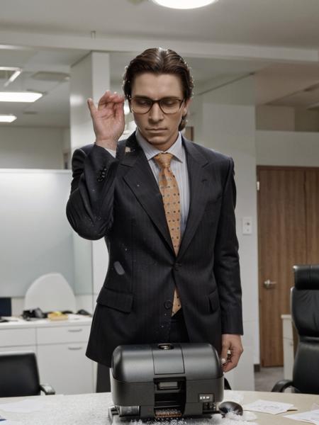 SaltBaeMeme, (pouring salt over printer), sunglases, photo of (sigmabale), wearing black business suit, office, 8k uhd, dslr, high quality, film grain, Fujifilm XT3 <lora:SigmaBaleDogu2mini:1>  <lora:SaltBaeMeme:1.3>