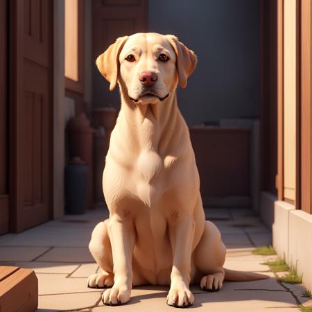 a golden labrador, warm vibrant colours, natural lighting, dappled lighting, diffused lighting, absurdres, highres, 8k, uhd, hdr, rtx, unreal 5, octane render, RAW photo, photorealistic, global illumination, subsurface scattering