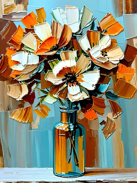 Oil painting thick coating style