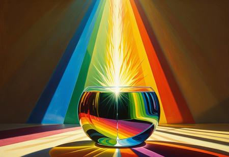 Neo-realism, centered, Tight brushstrokes,magical effect where light bends and splits into a rainbow - like through a prism or glass. shadows, cel-shading, sinister, accurate, refined, defined, highly detailed, follow negative prompts,