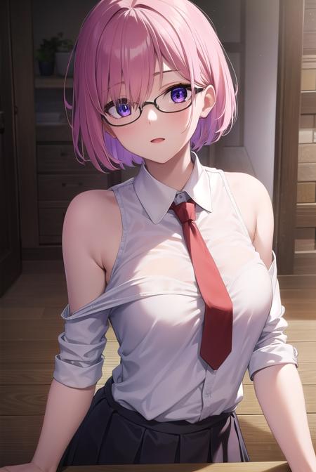 mashkyrielight, <lyco:mashkyrielight-lyco-nochekaiser:1>, 
mash kyrielight, glasses, hair between eyes, hair over one eye, (purple eyes:1.1), pink hair, short hair,
BREAK hood, shirt, collared shirt, white collar, black shirt, necktie, red necktie, sleeveless, off shoulder,
BREAK looking at viewer,
BREAK indoors, classroom,
BREAK <lyco:GoodHands-beta2:1>, (masterpiece:1.2), best quality, high resolution, unity 8k wallpaper, (illustration:0.8), (beautiful detailed eyes:1.6), extremely detailed face, perfect lighting, extremely detailed CG, (perfect hands, perfect anatomy),