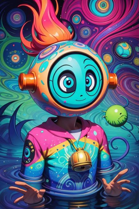 masterpiece,best quality,Timberbell ,open eyes,upper body,splashing,abstract,psychedelic,neon,(zentangle pattern:0.2),(creative:1.3),sy3,SMM,fantasy00d,