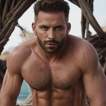 1boy, face focus, realistic, <lora:Henri Castelli:0.9>, male muscled