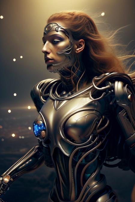 cinematic film still silverpulse, cyborg supergirl, 'S' Logo on chest, red cape, simple background, high quality, artistic, vibrant colors, detailed textures. futuristic sleek/glossy silver and blue glow, vibrant colors, detailed textures., Concept art, cyborg, background, vintage, modern, SilverPulse, superman_oc, <lora:SilverPulseMorphXL:0.8>, excellent composition, artistic, highly detail, holy, sunny, dynamic dramatic beautiful full taking . shallow depth of field, vignette, highly detailed, high budget, bokeh, cinemascope, moody, epic, gorgeous, film grain, grainy,  side view, ass,