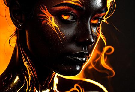 Silhouette real, breathtaking detailed, masterpiece, lovely, charming, awe-inspiring, radiant, magnificent. (real female withvibrant orange glowing smoldering accent and shiny gold color scheme:1.02). glossy.
<lora:InkArtXL_1.2:0.4> <lora:FaeTastic:0.35> . award-winning, professional, highly detailed . extremely high-resolution details, photographic, realism pushed to extreme, fine texture, incredibly lifelike, high contrast, well defined, realistic skin, detailed skin.