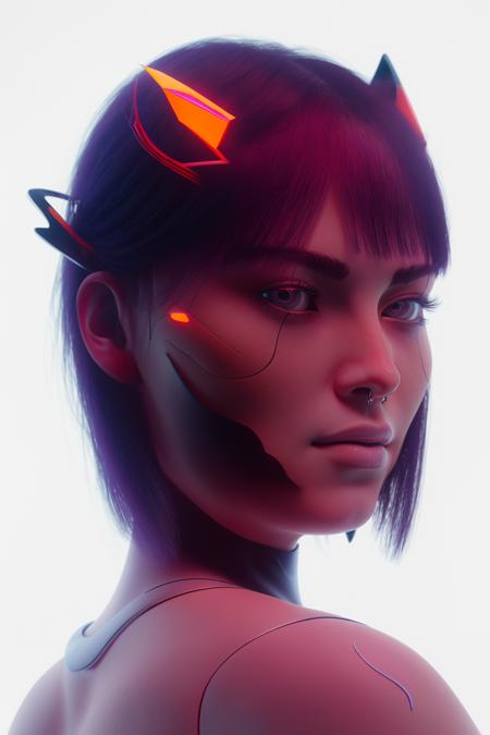 a woman with a futuristic face and headpiece , cyb-3d-art