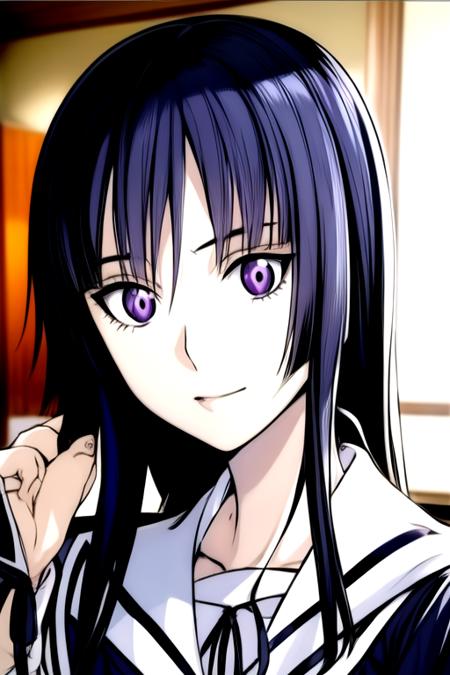 Isayamayomi,  Purple eyes Hime cut Black serafuku