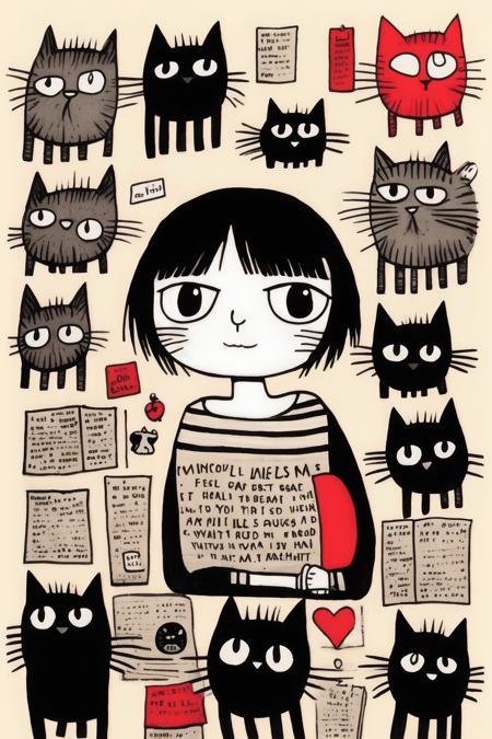 <lora:Gemma Correll Style:1>Gemma Correll Style - cats are my best friends Sarah Andersen