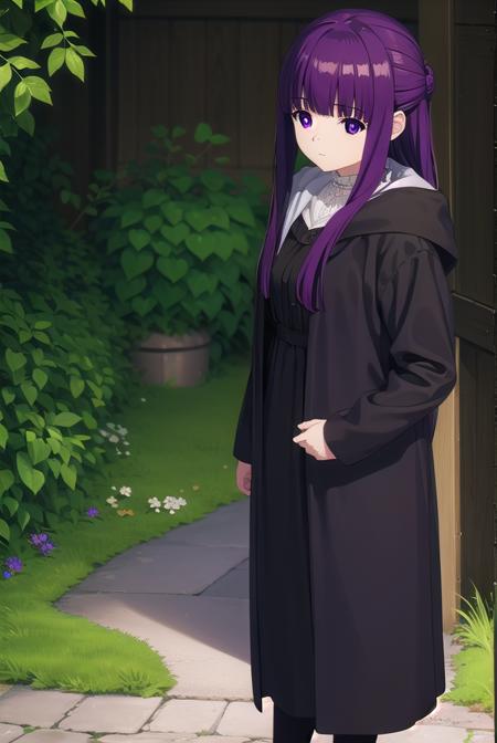 fern, <lora:fern-lora-nochekaiser:1>,
fern, long hair, bangs, (purple eyes:1.1), purple hair, sidelocks, blunt bangs, bright pupils, half updo,
BREAK shirt, dress, jacket, white shirt, open clothes, hood, white dress, hood down,
BREAK looking at viewer, upper body, (full body:1.2),
BREAK outdoors, sky, nature,
BREAK <lyco:GoodHands-beta2:1>, (masterpiece:1.2), best quality, high resolution, unity 8k wallpaper, (illustration:0.8), (beautiful detailed eyes:1.6), extremely detailed face, perfect lighting, extremely detailed CG, (perfect hands, perfect anatomy),