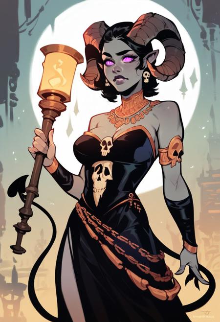 score_9,score_8_up,score_7_up,score_6_up, 4k, 1girl succubus ((grey skin, black hair, purple eyes, ram horns, spade tail)), elegant robes ((black base, skull accents, gold accents)), female warlock robes, player character, dungeon crawling, looking for loot, holding torch, BREAK score_9,score_8_up,score_7_up,score_6_up, dark dungeon background, 4k, realistic lighting