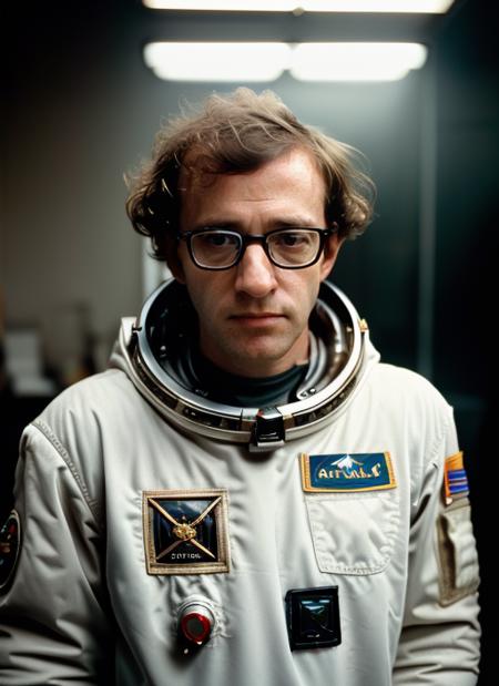 (<lora:WoodyAllen:1>) ,a  Portrait photo of (wa1) man wearing glasses with messy hair, Detailed face, (perfect eyes), (highly detailed skin:1.1), perfect body,  ((wearing astronaut costume)), Modelshoot style, Professional Photography, soft lighting, PHOTOREALISTIC, Realistic, standing in a dark studio background, blurred background, volumetric fog,. RAW, analog style, sharp focus, 8k, HD, DSLR, high quality, Fujifilm XT3, film grain, award winning, masterpiece,