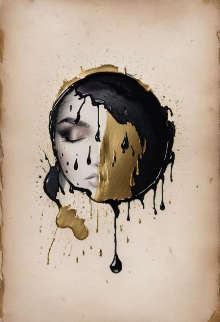 RAW profile photo, close-up, dark atmosphere, crying with tears made of gold, masterpiece, cinematic film still of a blonde beautiful woman, detailed skin, freckles ,eyeliner, dark lipstick, black lace turtleneck dress, tack sharp focus on eyes, Sensual, lustful, seductive,  intricate, ultra detailed, 8k, <lora:MS_DitavT_V1_32:0.6>