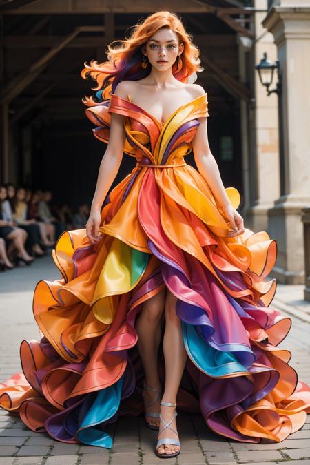 r4inb0w, multicolored gown, multicolored dress, 