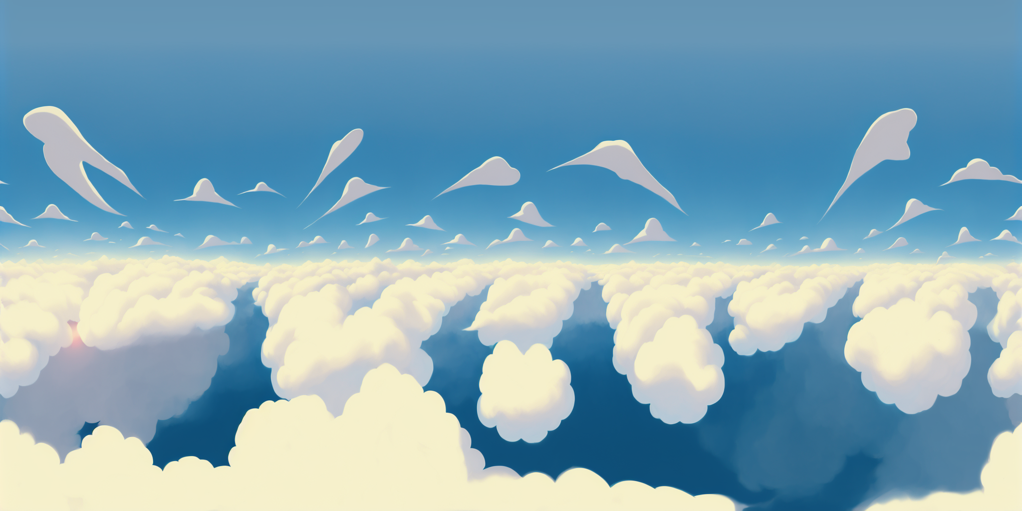 a digital illustration of a view from above the clouds, qxj <lora:360Diffusion_v1:1>