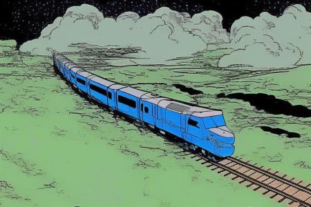 CavazzanoComics a train at night <lora:CavazzanoStyle2:0.7>