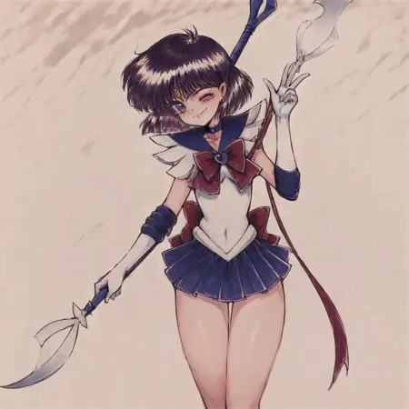 Sailor Saturn black dog art style